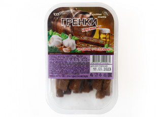 Щупальца кальмара гигантского х/к: Сурские гренки Чеснок с зеленью (100 гр)