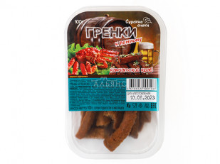 Шашлычок из сома холодного копчения: Сурские гренки Камчатский краб (100 гр)